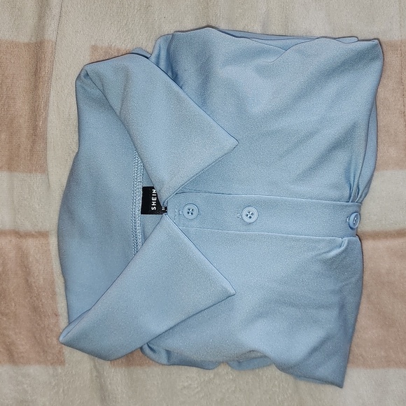 Blue Collared Ruched - Picture 2 of 4